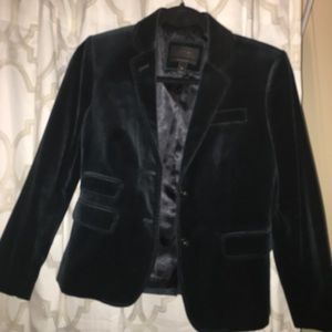 J Crew dark green velvet school boy blazer